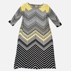 EMMA & MICHELE shift Dress (S) black/yellow/white pattern.Flowy & comfy